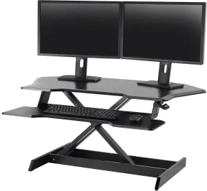 Ergotron – WorkFit Corner Standing Desk Converter, Dual Monitor Sit Stand Ergonomic Desk Riser for Tabletops – 44.8 Inch Width, Black