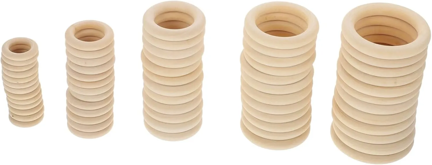 ERINGOGO 60pcs Wooden Curtain Rings for DIY Cafe Curtain Hooks Handbag Buckle Rings Rustic Retro Look Handheld Bag Accessories
