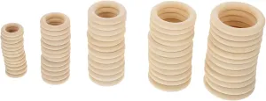 ERINGOGO 60pcs Wooden Curtain Rings for DIY Cafe Curtain Hooks Handbag Buckle Rings Rustic Retro Look Handheld Bag Accessories