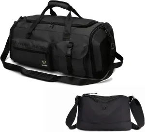 Eslcorri 65L Travel Duffle Bag for Women & Men with Travel Purse, 3 in 1 Large Sports Gym Bag with Shoe and Wet Clothes Compartment -Black
