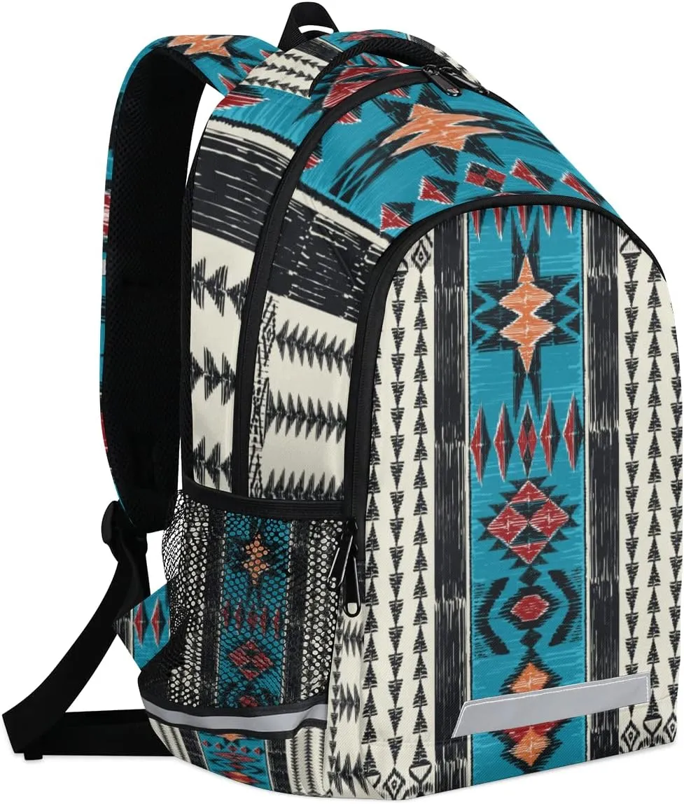 Ethnic Aztec School Backpack for Boys Girls TeensAztec Geometric College Students Backpack Laptop Backpack Travel Backpacks Bookbag Daypack