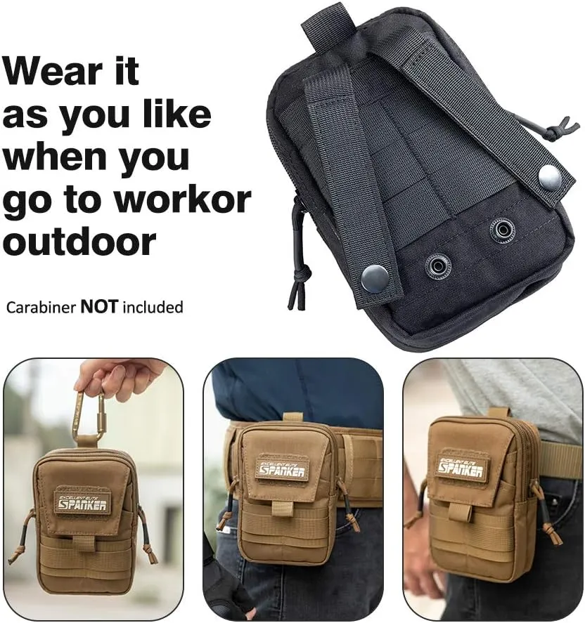 EXCELLENT ELITE SPANKER Tactical Molle EDC Pouch Nylon Belt Waist Bag Camping Hiking Organizer with Cellphone Holster for iPhone 12Pro 12 11ProMax XsMax XR XS X 8Plus 8 7 6 Samsung Galaxy Note 9 S9