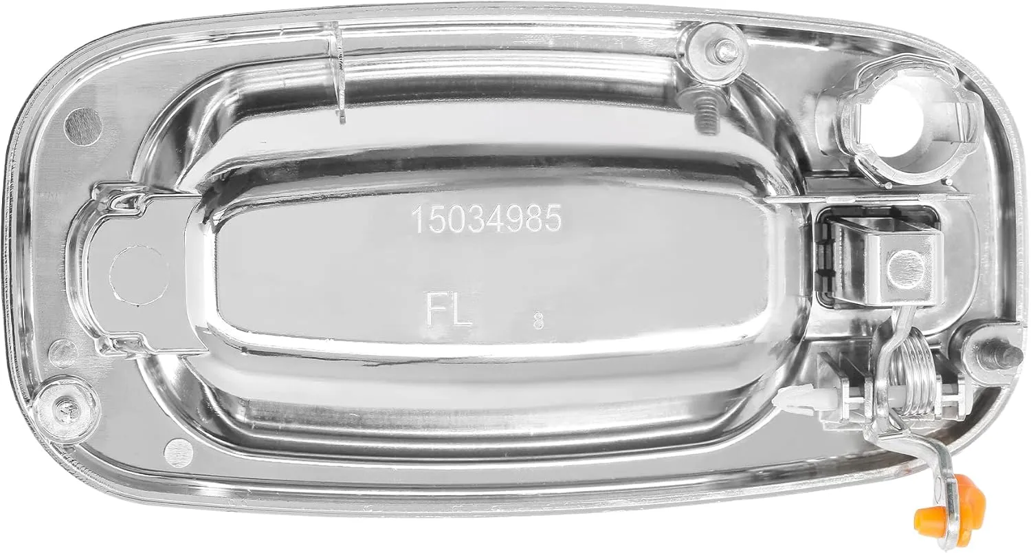 Exterior Door Handles, All Chrome, Compatible with 1999-2007 Chevy Silverado Suburban Tahoe Avalanche, GMC Sierra Yukon, Cadillac Escalade, Front Left & Right Side | Replaces# 15034985, 15034986