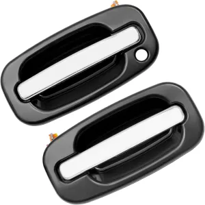 Exterior Door Handles, Compatible with 1999-2007 Chevy Silverado Suburban Tahoe Avalanche, GMC Sierra Yukon, Escalade, Chrome Lever, Front Left Driver & Right Passenger | 15034985, 15182406