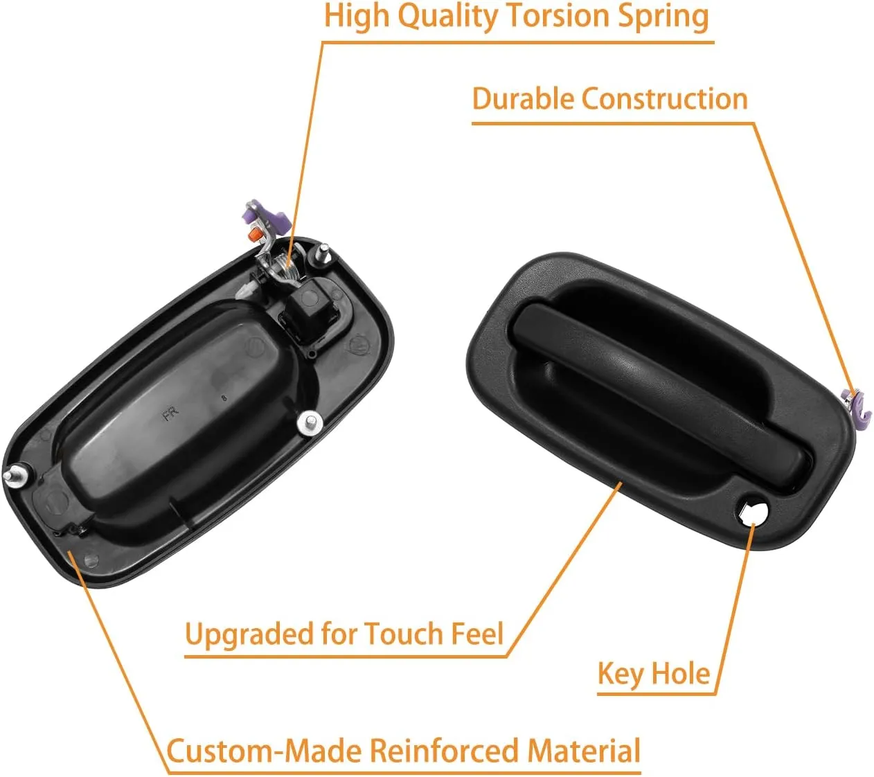 Exterior Door Handles, Compatible with 1999-2007 Chevy Silverado Suburban Tahoe Avalanche, GMC Sierra Yukon, Escalade, Chrome Lever, Front Left Driver & Right Passenger | 15034985, 15182406