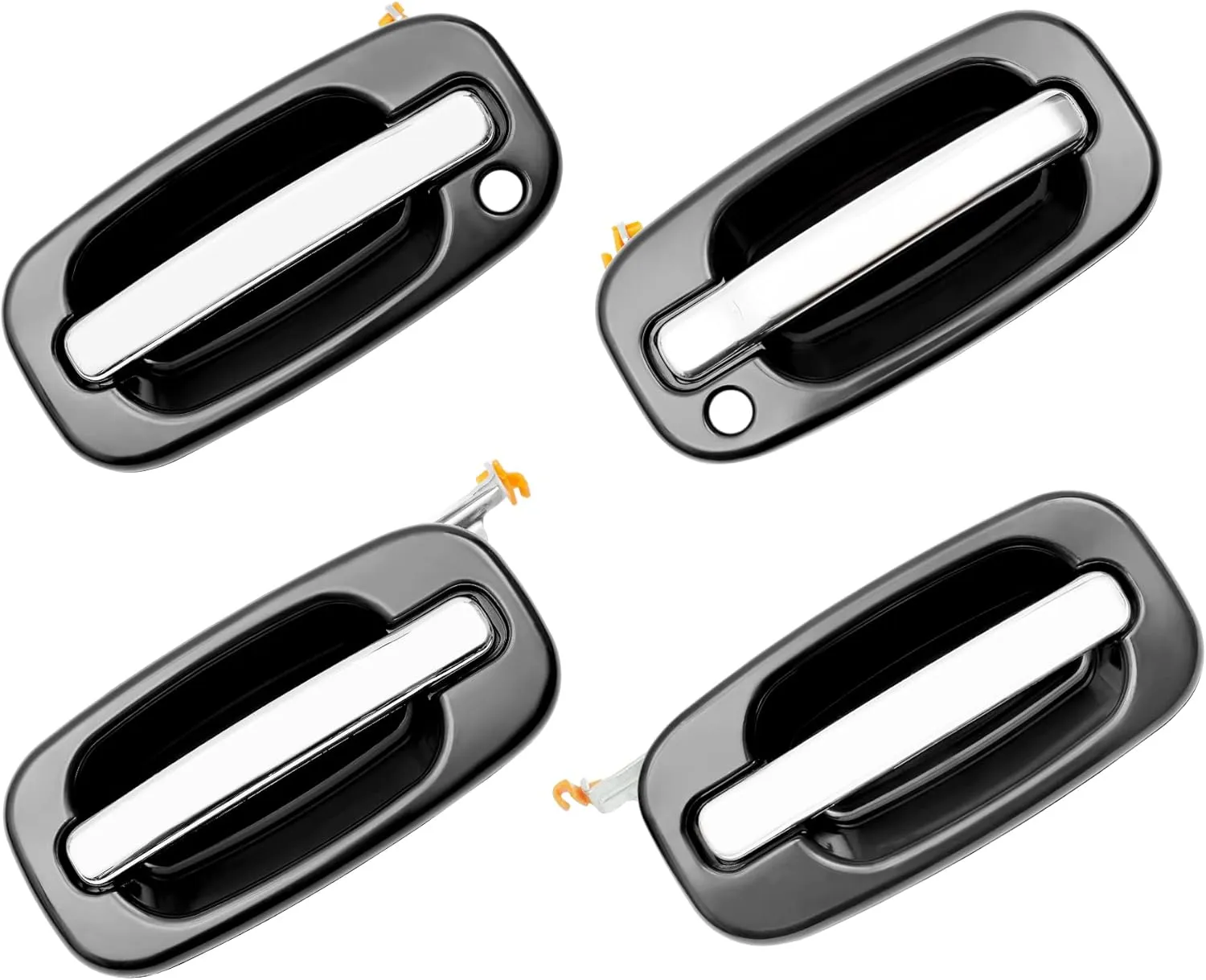 Exterior Door Handles Set, Compatible with 1999-2007 Chevy Silverado Suburban Tahoe Avalanche, GMC Sierra Yukon, Cadillac Escalade, Chrome Lever, Front & Rear & Left & Right Side | 15034985, 15034986
