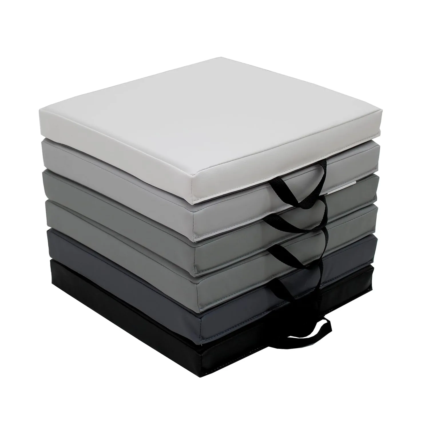 Factory Direct Partners SoftScape 15 inch Square Classroom Floor Cushions with Handles; Flex Seating for Daycare, Preschool, Playroom; 2 inch Thick Deluxe Foam (6-Piece) - Gray/Light Gray, 12228-GYLG