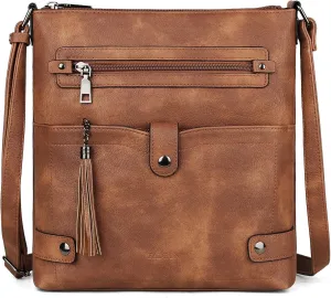 FADEON Crossbody Purses for Women Crossbody Bag, Designer Multi Pockets Shoulder Travel Purses with Tassel