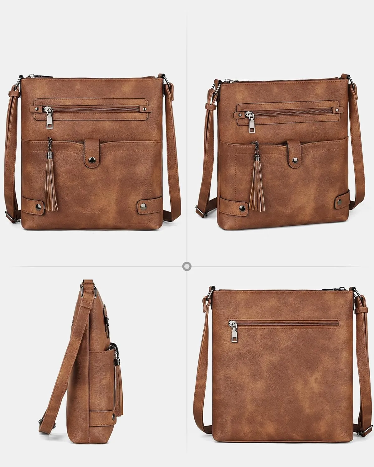 FADEON Crossbody Purses for Women Crossbody Bag, Designer Multi Pockets Shoulder Travel Purses with Tassel