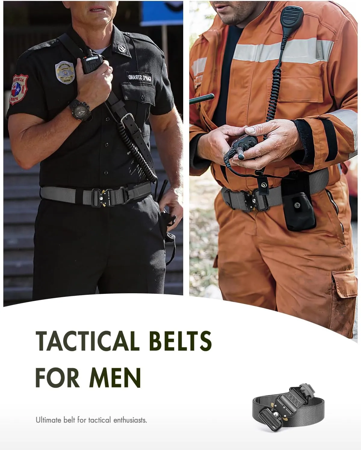 FAIRWIN Men's Tactical Belt, Rigger Belt, Utility Nylon Web Waist Work Belt for Men with V-ring Quick-Release Buckle