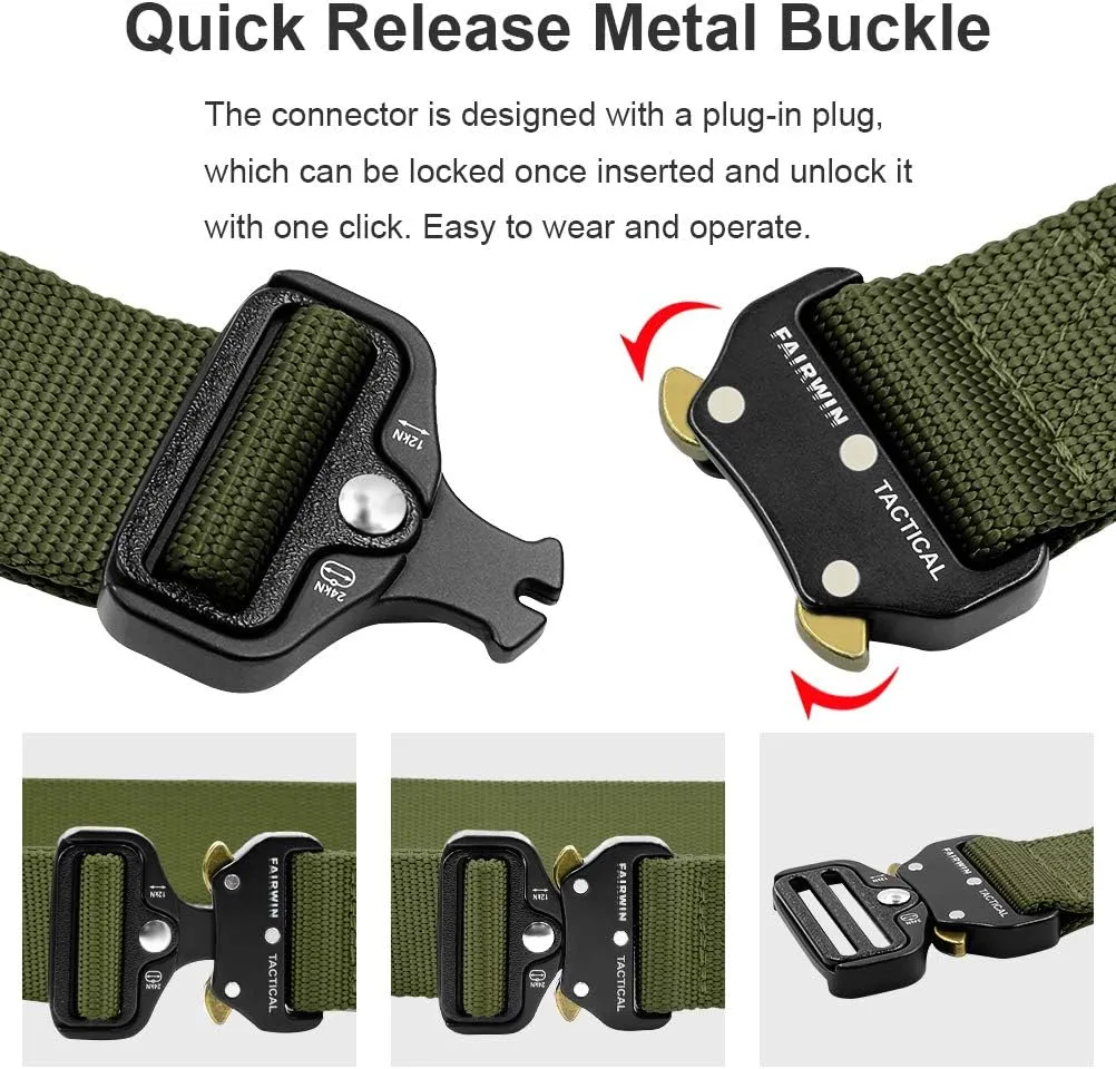 FAIRWIN Tactical Rigger Belt, 1.7 Inches Mens Nylon Webbing Utility Belt with V-ring Heavy-Duty Quick-Release Buckle