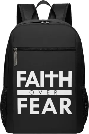 Faith Over Fear Bible Scripture Verse Christian Travel Laptop Backpack, Business Anti Theft Slim Sturdy Laptops Backpacks, College Computer Bag Gift for Men & Women Fits 17 Inch Notebook,Black