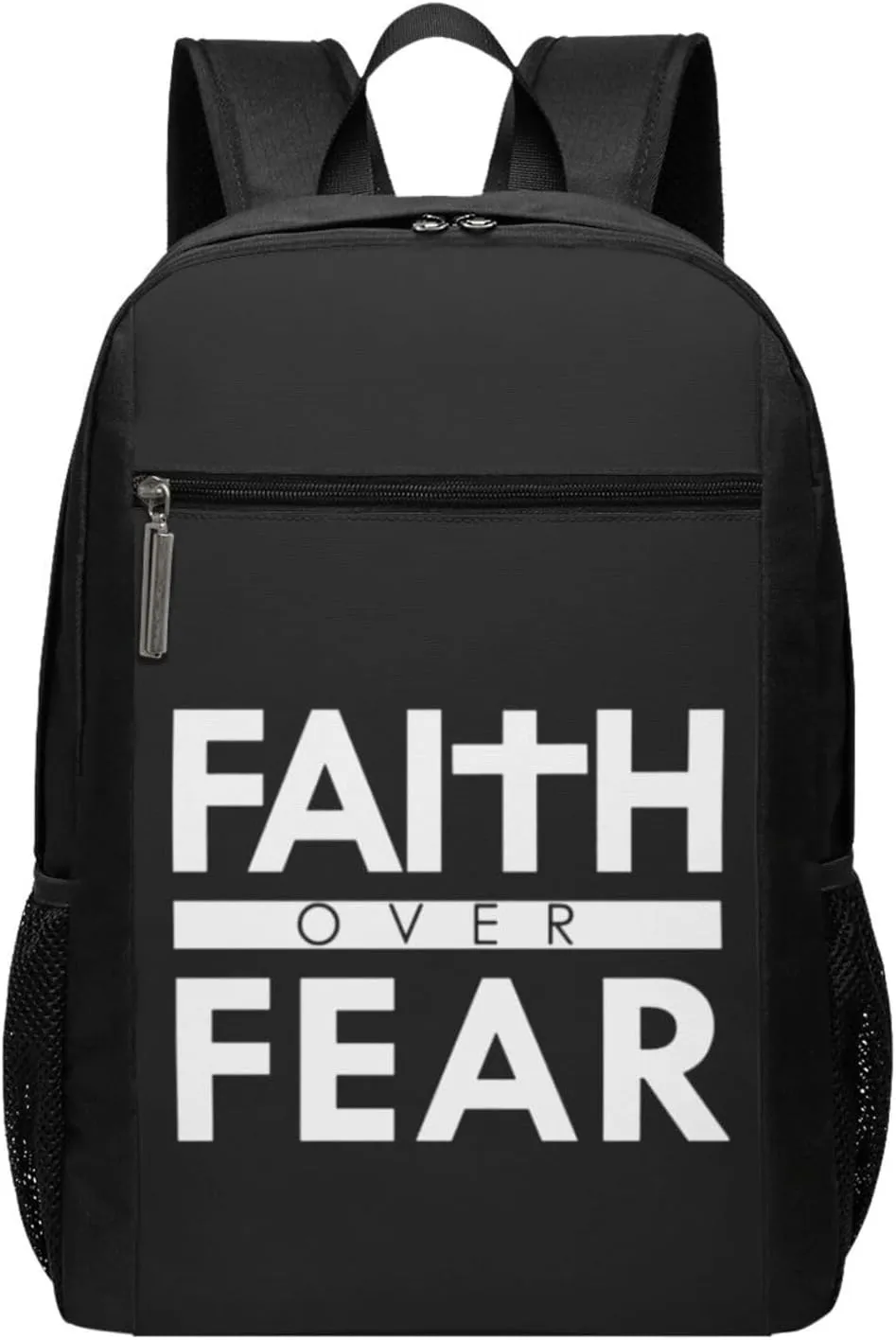 Faith Over Fear Bible Scripture Verse Christian Travel Laptop Backpack, Business Anti Theft Slim Sturdy Laptops Backpacks, College Computer Bag Gift for Men & Women Fits 17 Inch Notebook,Black