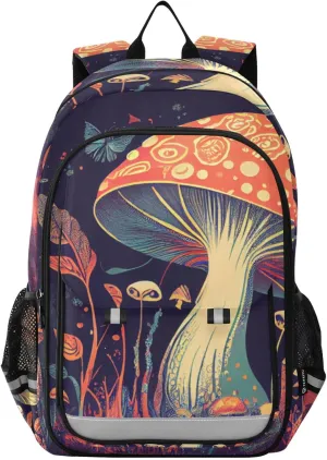 Fantasy Mushroom Butterfly Children School Backpack, Girls Backpack Elementary School, Kid Travel Bag