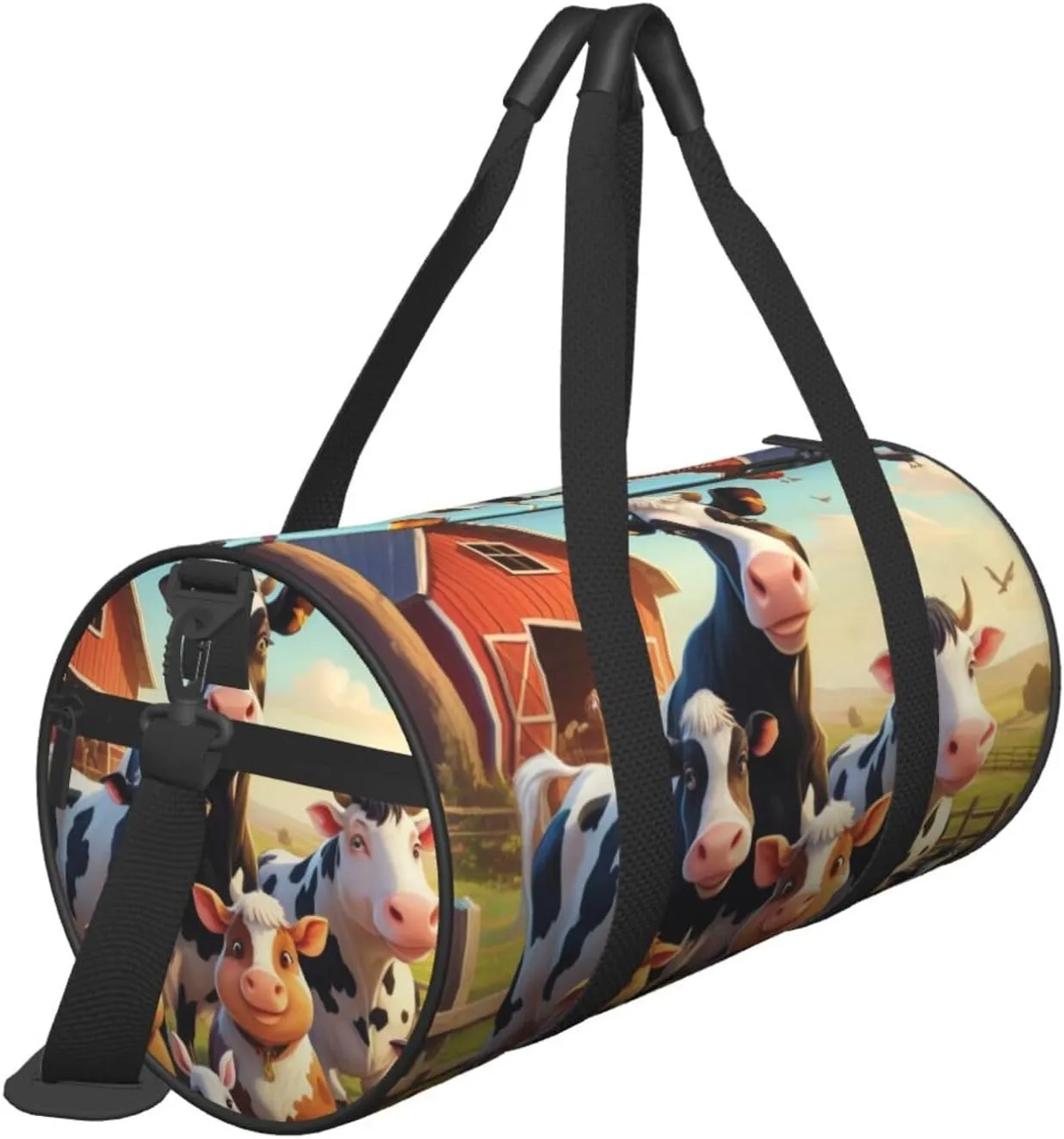 Farm Animals Printed Travel Bag,Round Personal Item Storage bag,Foldie Duffel Bag for Traveling Vacation,Fitness,Sports