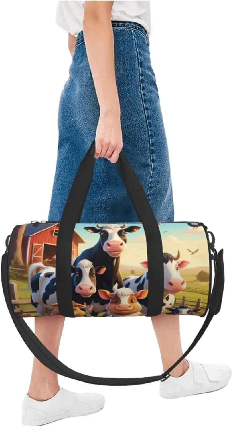 Farm Animals Printed Travel Bag,Round Personal Item Storage bag,Foldie Duffel Bag for Traveling Vacation,Fitness,Sports