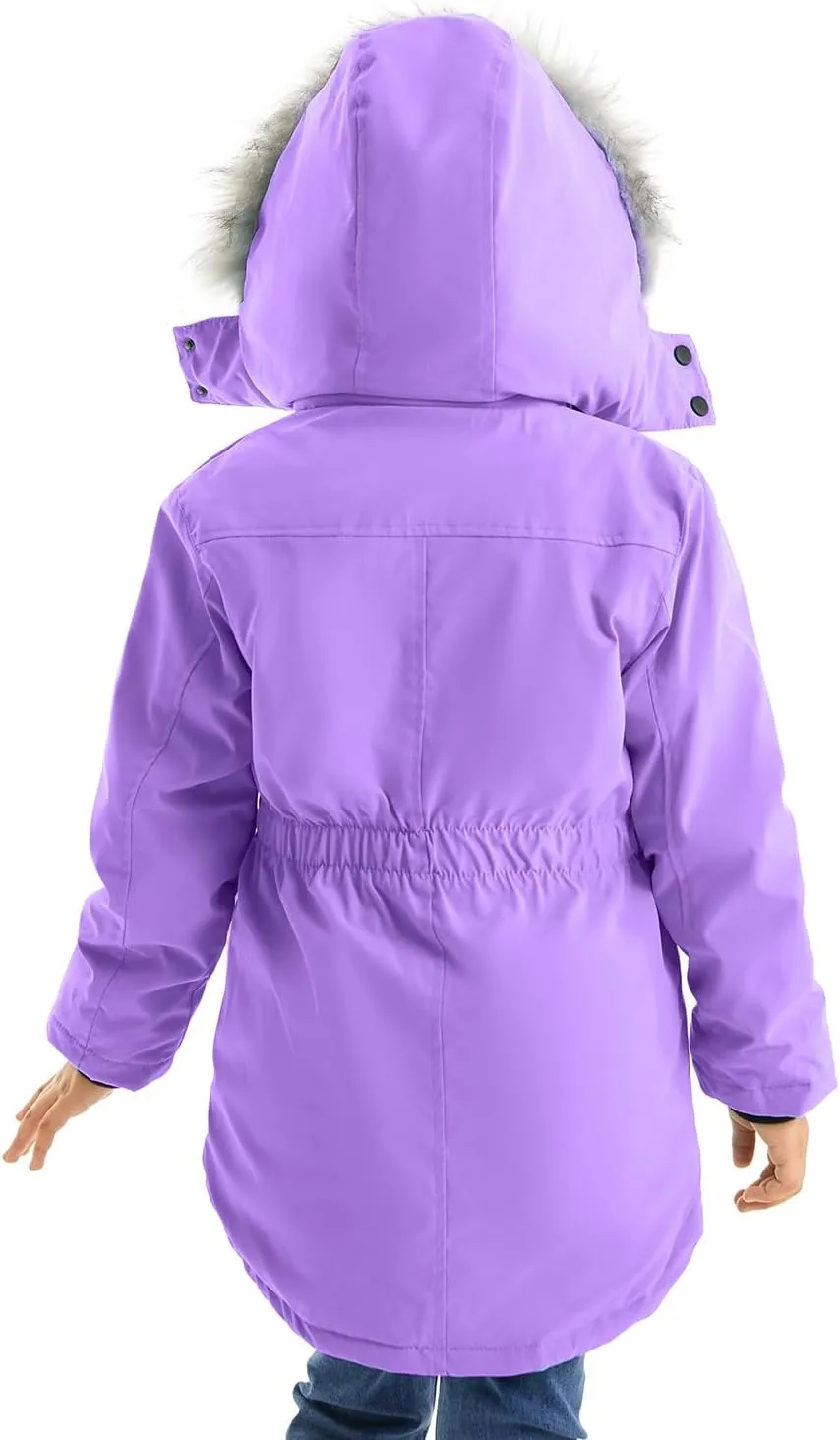FARVALUE Girls' Long Winter Coats Warm Parka Lined Puffer Jacket Thicken Fleece Hooded Coat with Fur Collar for Girls