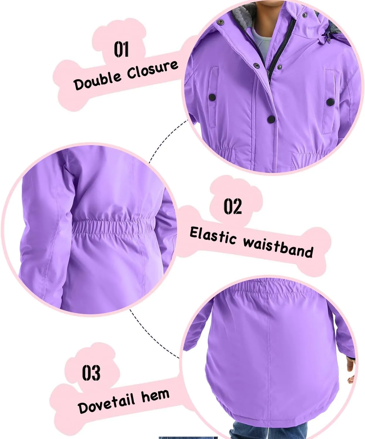 FARVALUE Girls' Long Winter Coats Warm Parka Lined Puffer Jacket Thicken Fleece Hooded Coat with Fur Collar for Girls