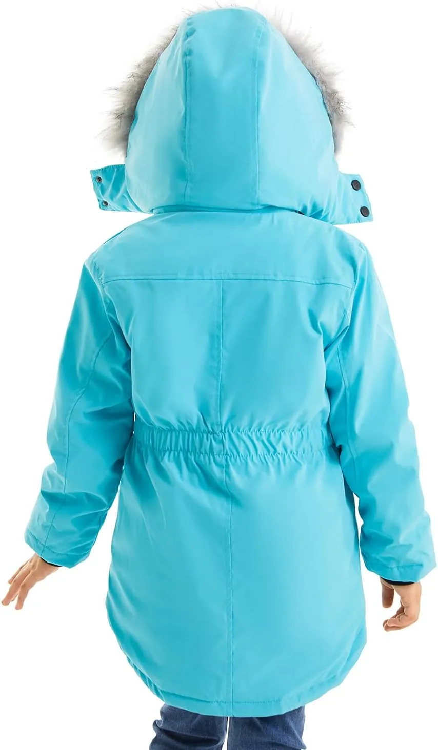 FARVALUE Girls' Long Winter Coats Warm Parka Lined Puffer Jacket Thicken Fleece Hooded Coat with Fur Collar for Girls