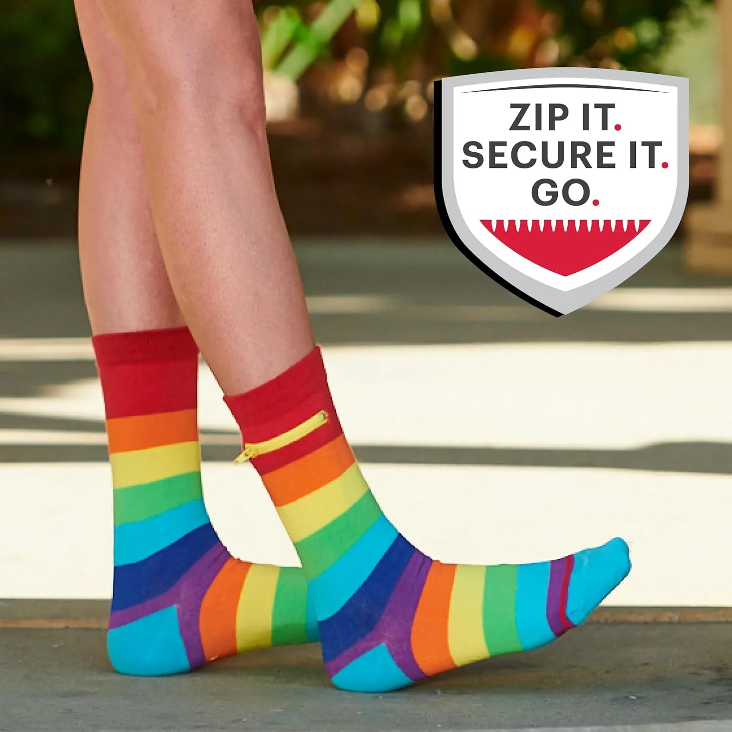 Fashion Print Crew Socks for Men & Women - Anti Theft Novelty Dress Socks w/Hidden Zipper Pocket