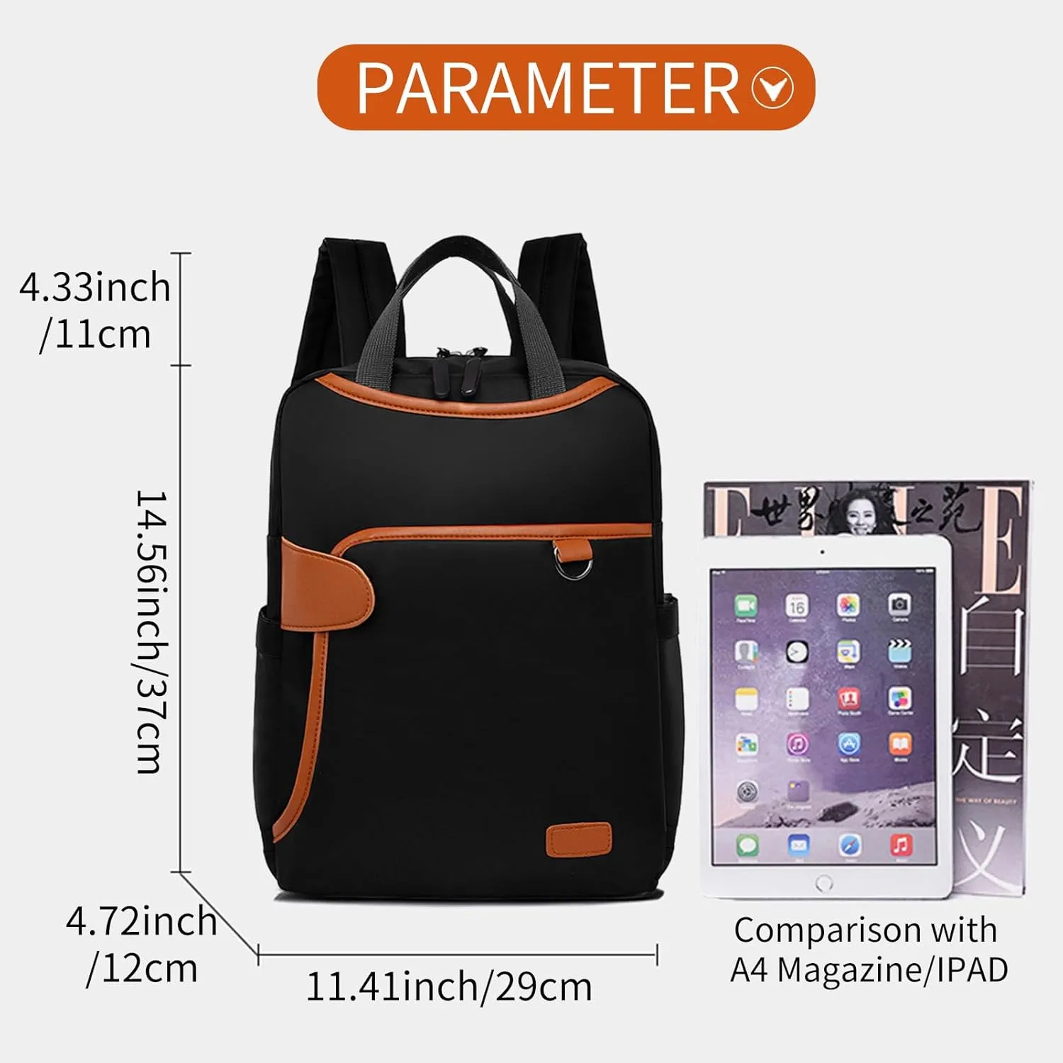 Fashionable Travel Backpack, Multifunctional Office Work Bags, Cute Large Capacity Multi Pocket Back Pack (274Black)