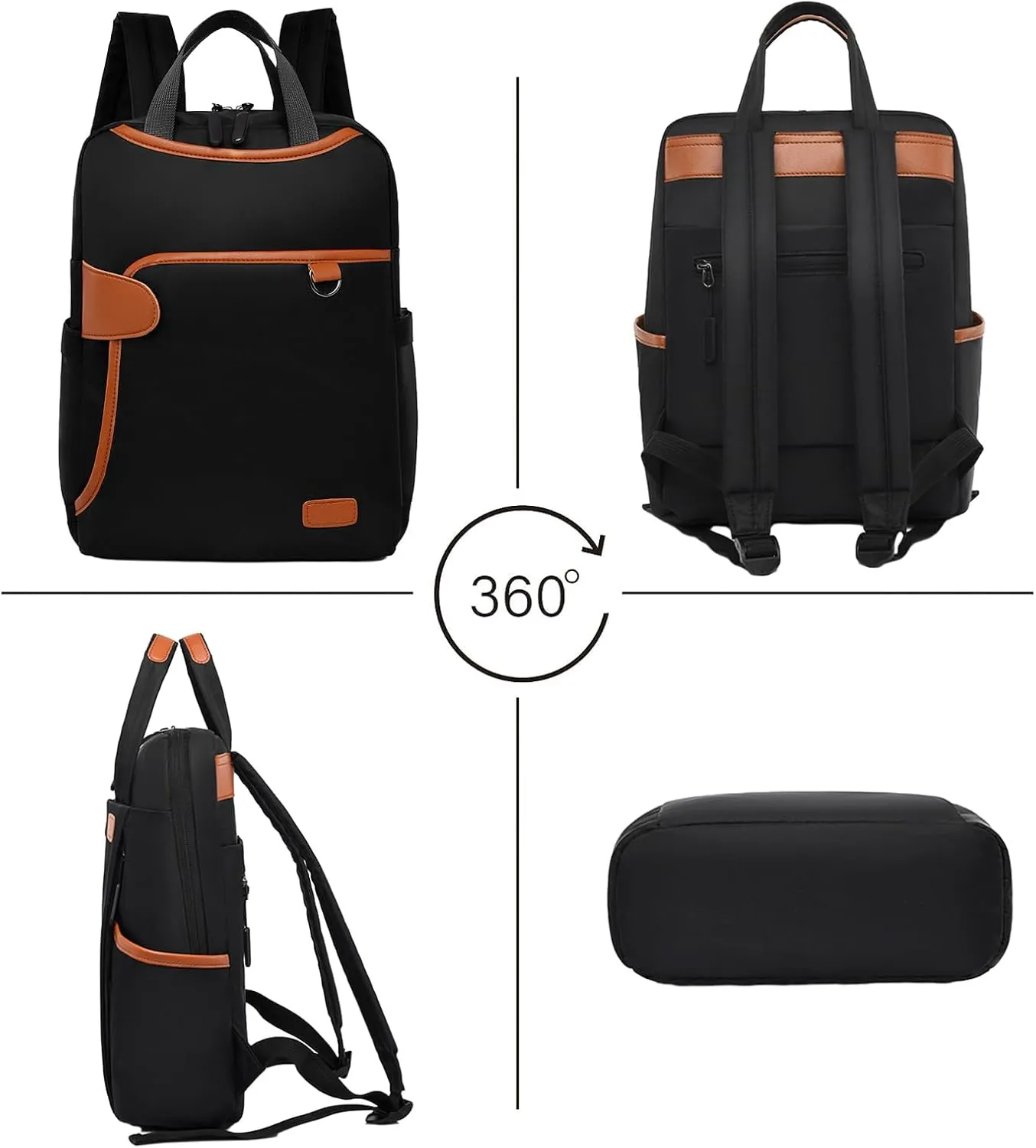Fashionable Travel Backpack, Multifunctional Office Work Bags, Cute Large Capacity Multi Pocket Back Pack (274Black)