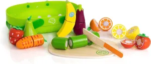 Fat Brain Toys Pretendables Fruit & Veggie Basket Set - Pretendables Fruit & Veggie Basket - New Imaginative Play for Ages 3 to 7