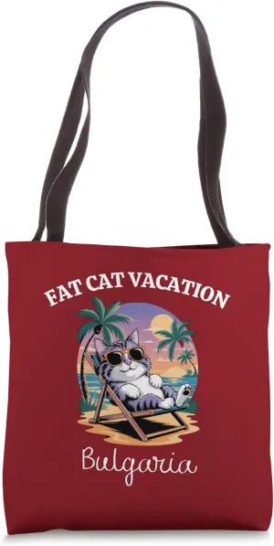 Fat Cat Vacation Bulgaria Travel Bulgaria Tote Bag