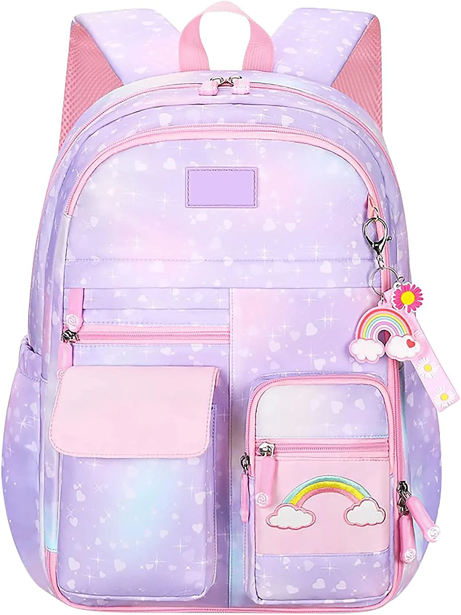 Ficcug School Bag Backpacks for Girls,Shoulder Children School Bookbags for Kids,Primary School Season Gift,Purple