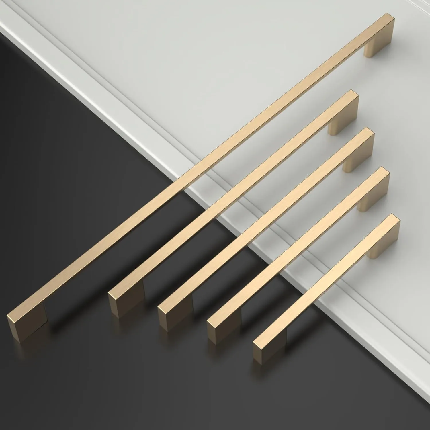 FILTA 10 Pack 5 Inch(128mm) Hole Centers Brushed Brass Cabinet Pulls,Stylish Kitchen Cabinet Handles Zinc Alloy Gold Cabinet Hardware for Cabinets Cupboard Handles Drawer Pulls