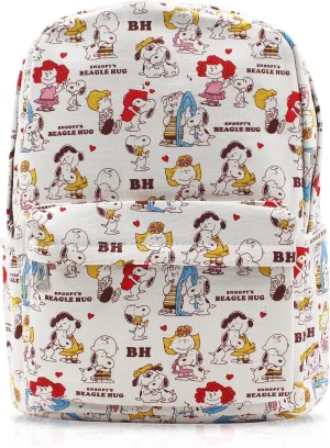 Finex White Dog Canvas Backpack Casual Daypack with 15 in Laptop Storage Compartment