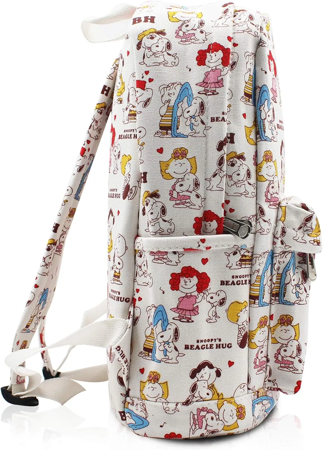 Finex White Dog Canvas Backpack Casual Daypack with 15 in Laptop Storage Compartment