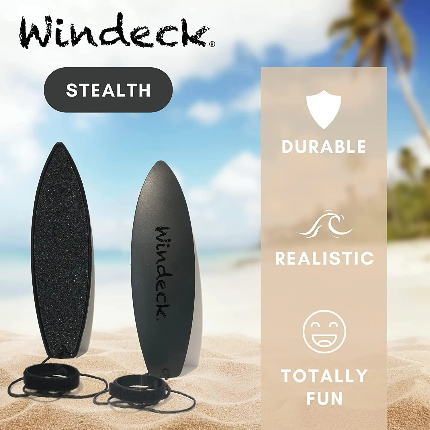 Finger Surfboard – Stealth Mini Hand Surf Toy for Air Surfing Tricks | Grip Tape   Leash | Ride Wind from Cars or Imagination | Fun Road Trip Gift for Skaters & Surfers (Black, White, & Red)