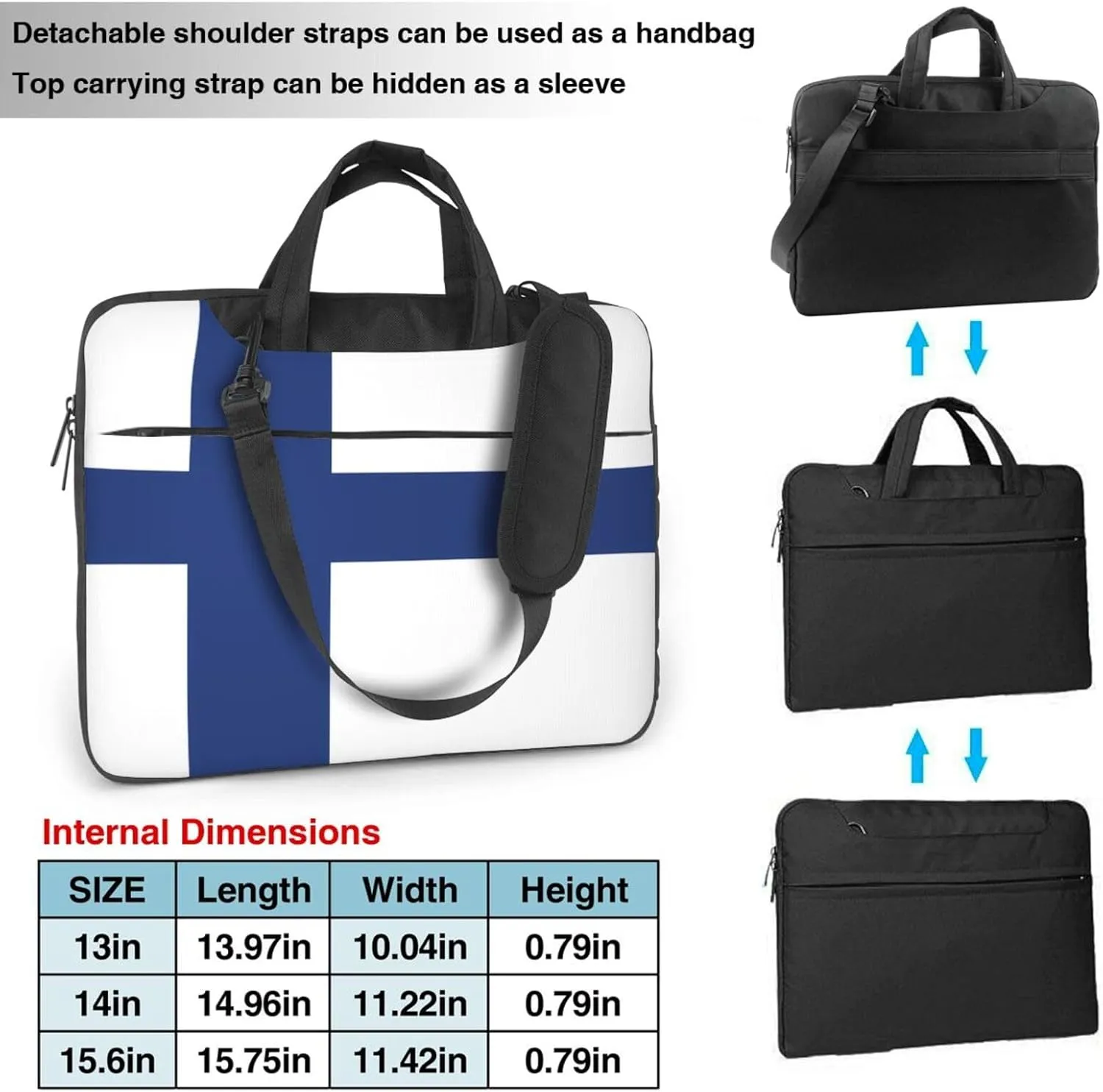 Finnish flag Prints Laptop Bag - with Soft Interior, Multiple Pockets - Ideal for Men, Travel and Business