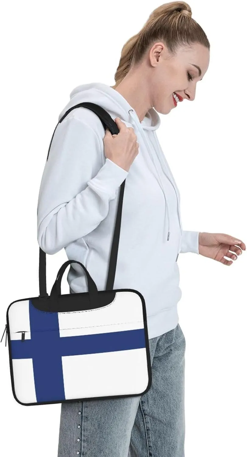 Finnish flag Prints Laptop Bag - with Soft Interior, Multiple Pockets - Ideal for Men, Travel and Business