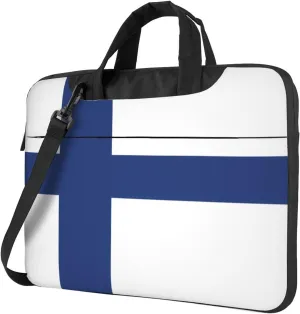 Finnish flag Prints Laptop Bag - with Soft Interior, Multiple Pockets - Ideal for Men, Travel and Business