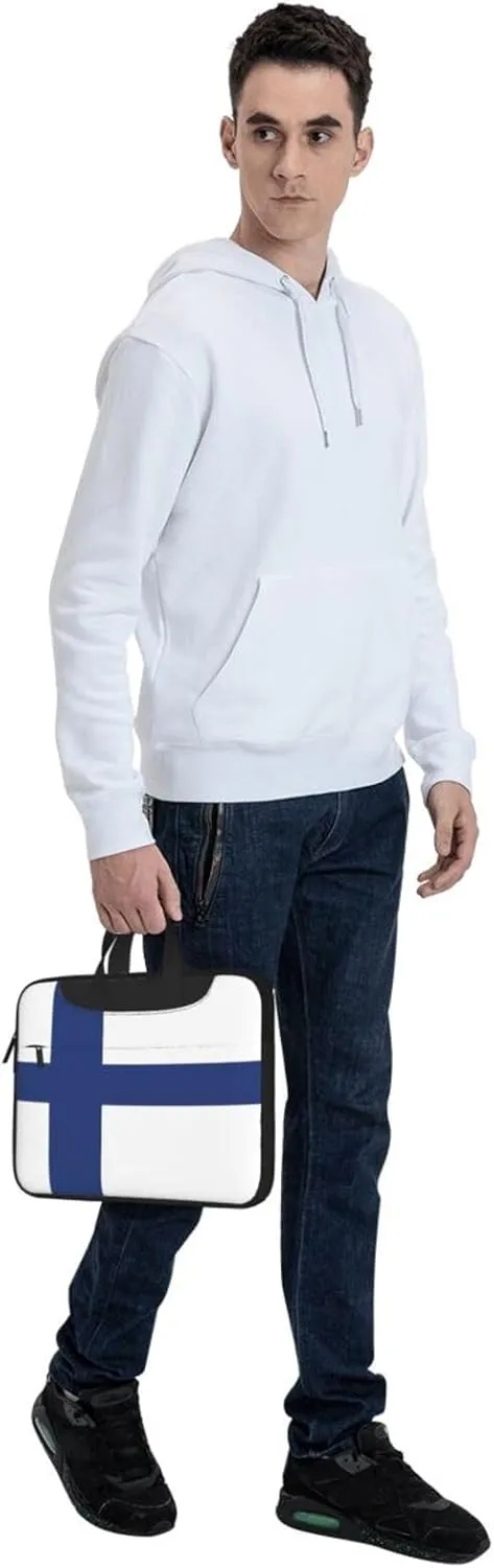 Finnish flag Prints Laptop Bag - with Soft Interior, Multiple Pockets - Ideal for Men, Travel and Business