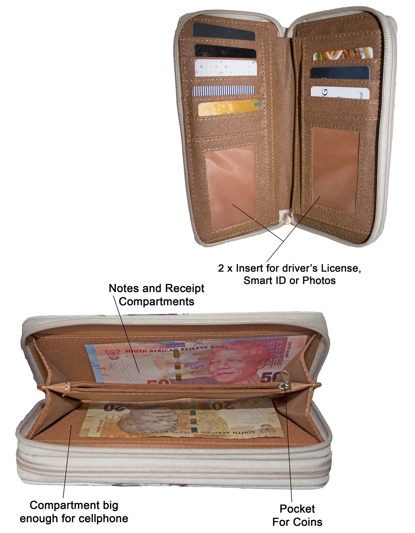 Fino JH798C Faux Leather Grab & Go All in 1 Purse with Cellphone Pouch