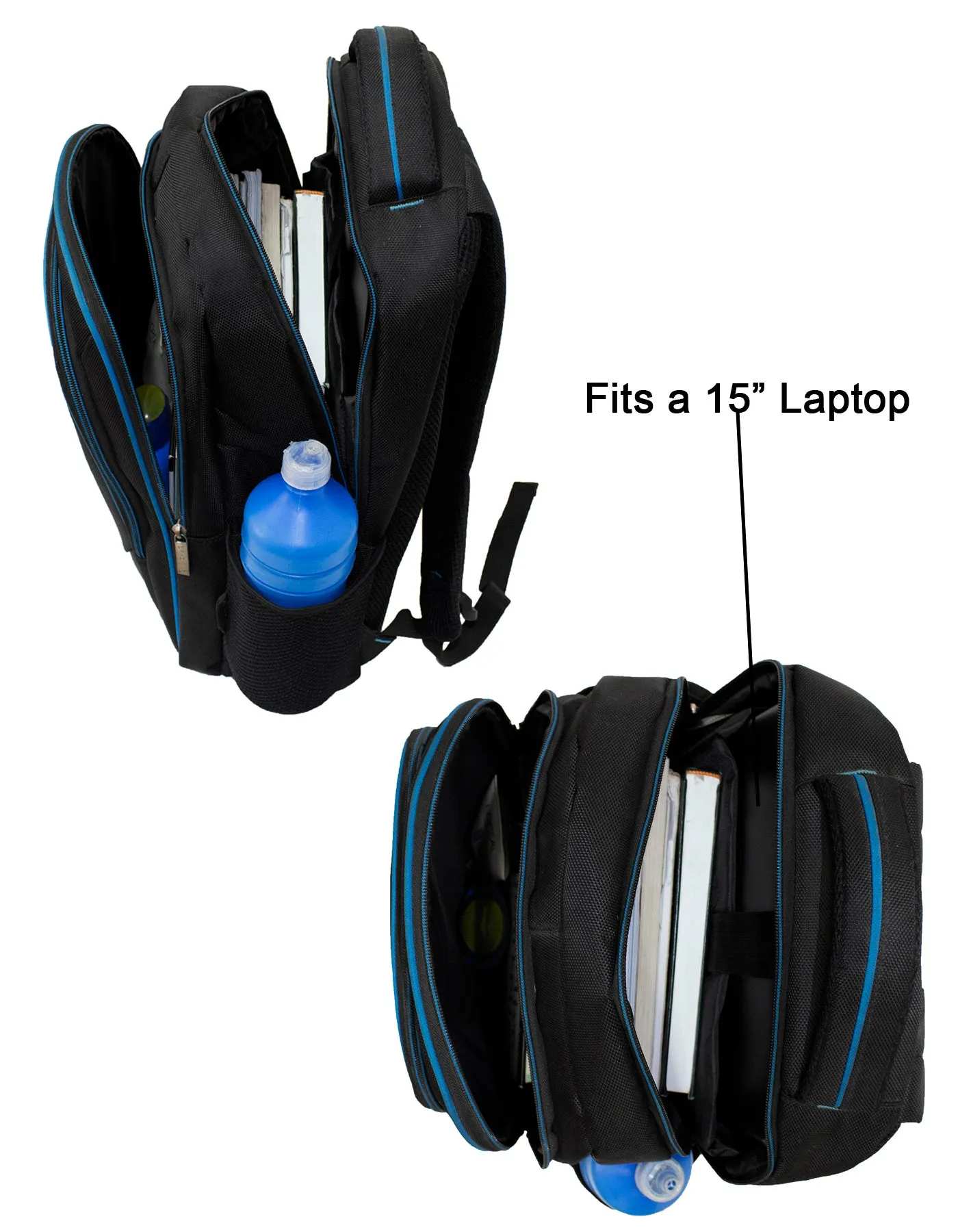 Fino Sk9029 15 inch Laptop Backpack with Blue Piping-19 Litre