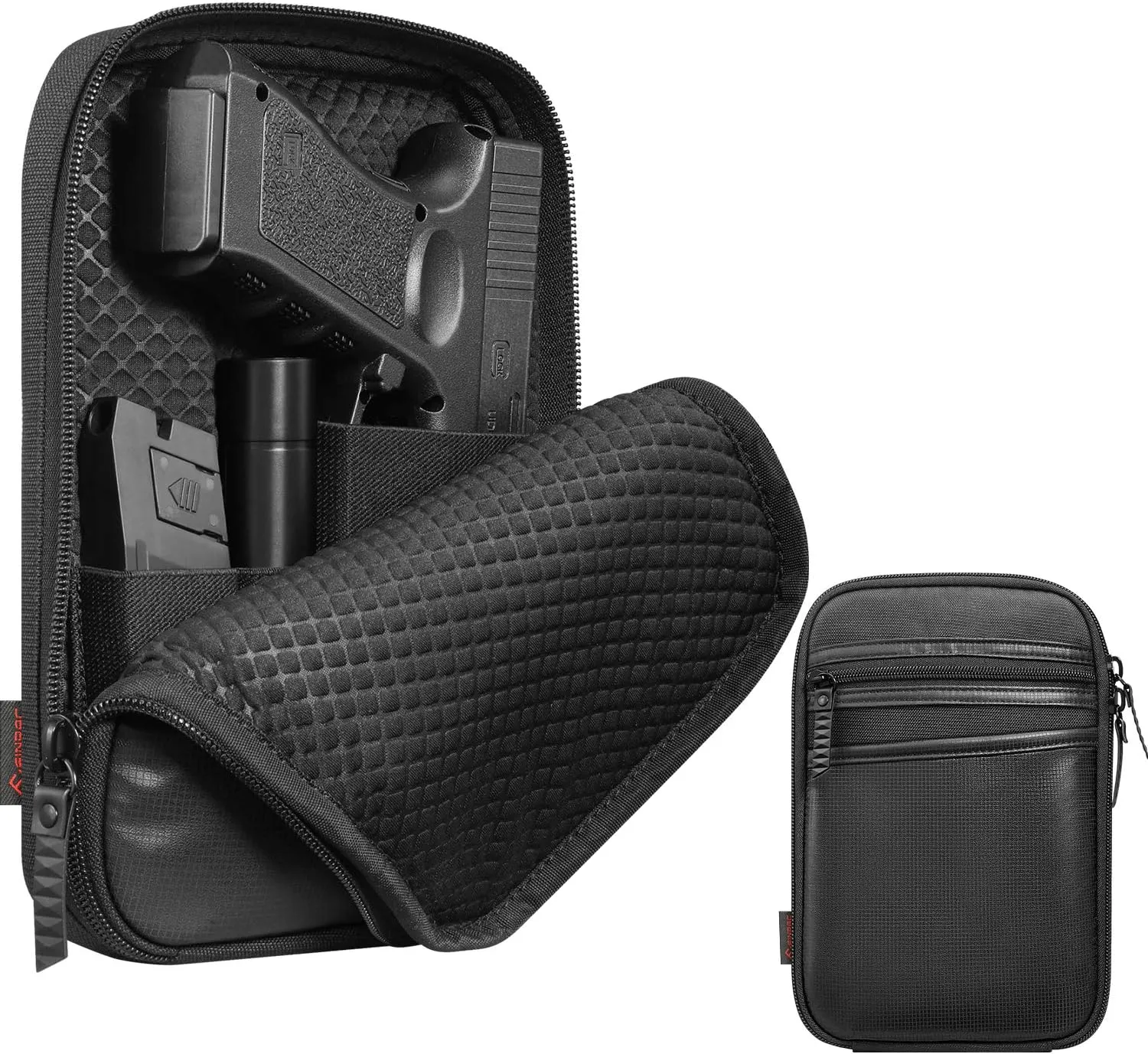 FINPAC Concealed Carry Gun Pouch, Soft Pistol Case Fanny Pack Waist Belt Firearm Bag with Holster for Handgun, Air Gun, Men, Women