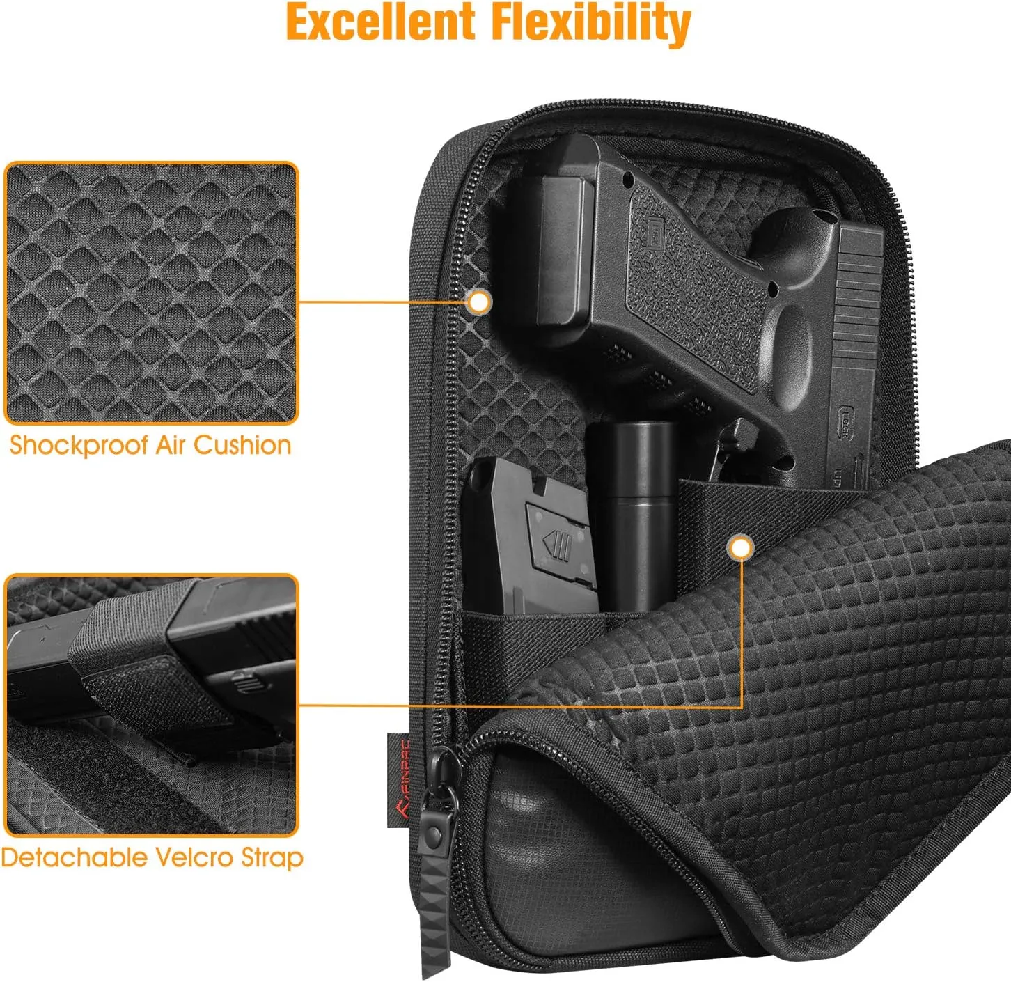 FINPAC Concealed Carry Gun Pouch, Soft Pistol Case Fanny Pack Waist Belt Firearm Bag with Holster for Handgun, Air Gun, Men, Women