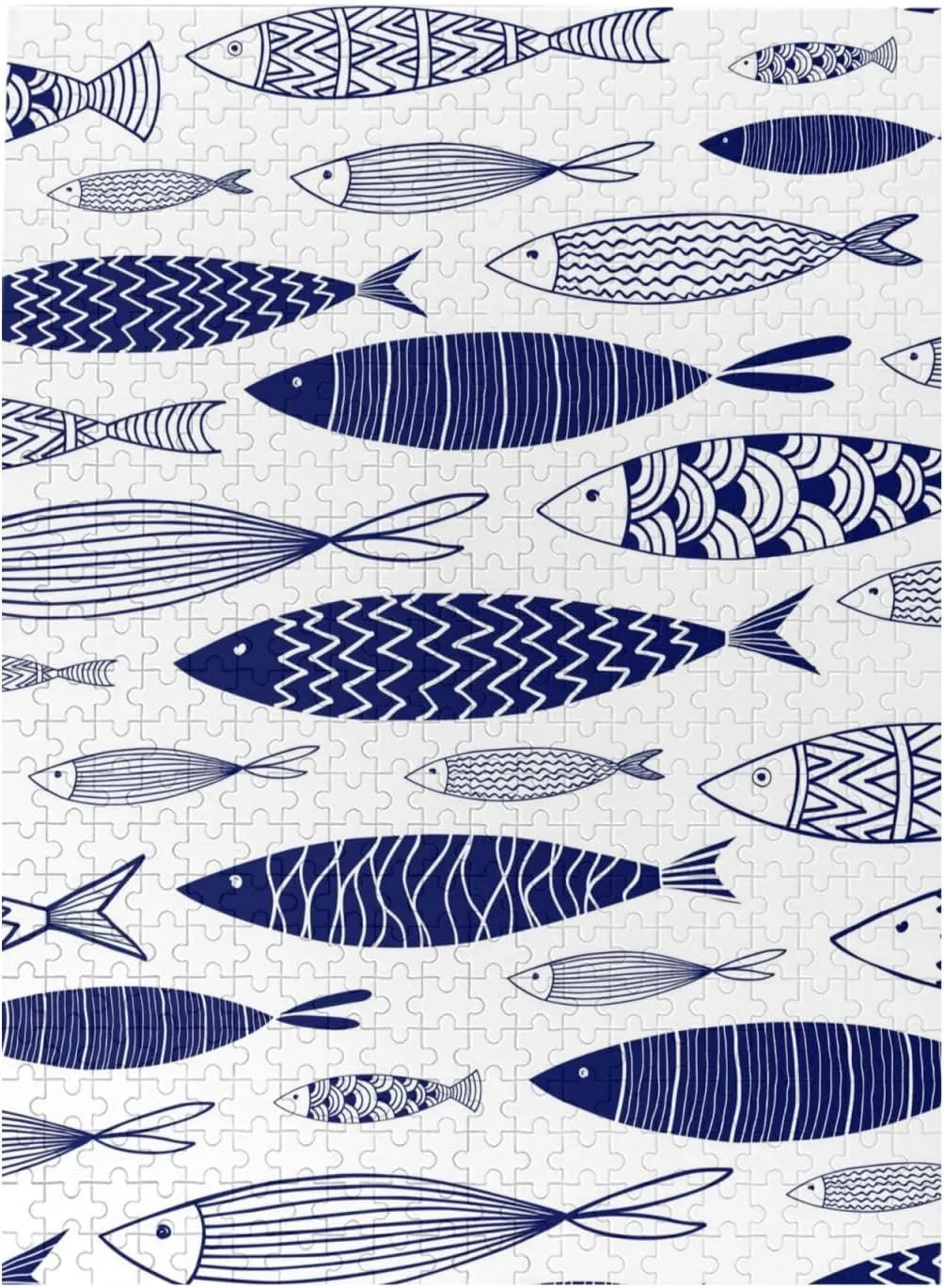 Fish Wooden 500 Piece Puzzle Set - Vertical Artwork with Storage Box, Perfect Birthday