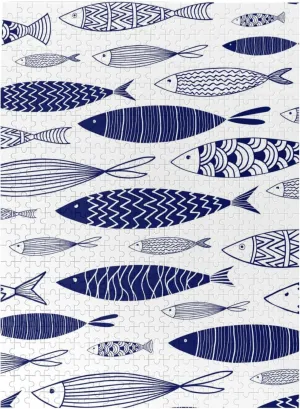 Fish Wooden 500 Piece Puzzle Set - Vertical Artwork with Storage Box, Perfect Birthday