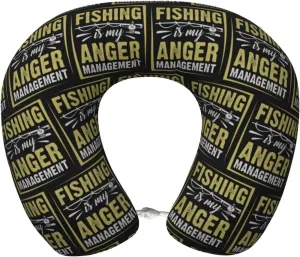 Fishing is My Anger Management Neck Pillow Memory Foam U-Shaped Travel Neck Pillow for Airplanes Car Home