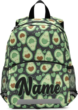 Fisyme Cute Avocado Custom Backpack Schoolbag Kids Daypack Toddler Travel School Bag Small Backpacks for Kindergarten Preschool Nursery Boys Girl