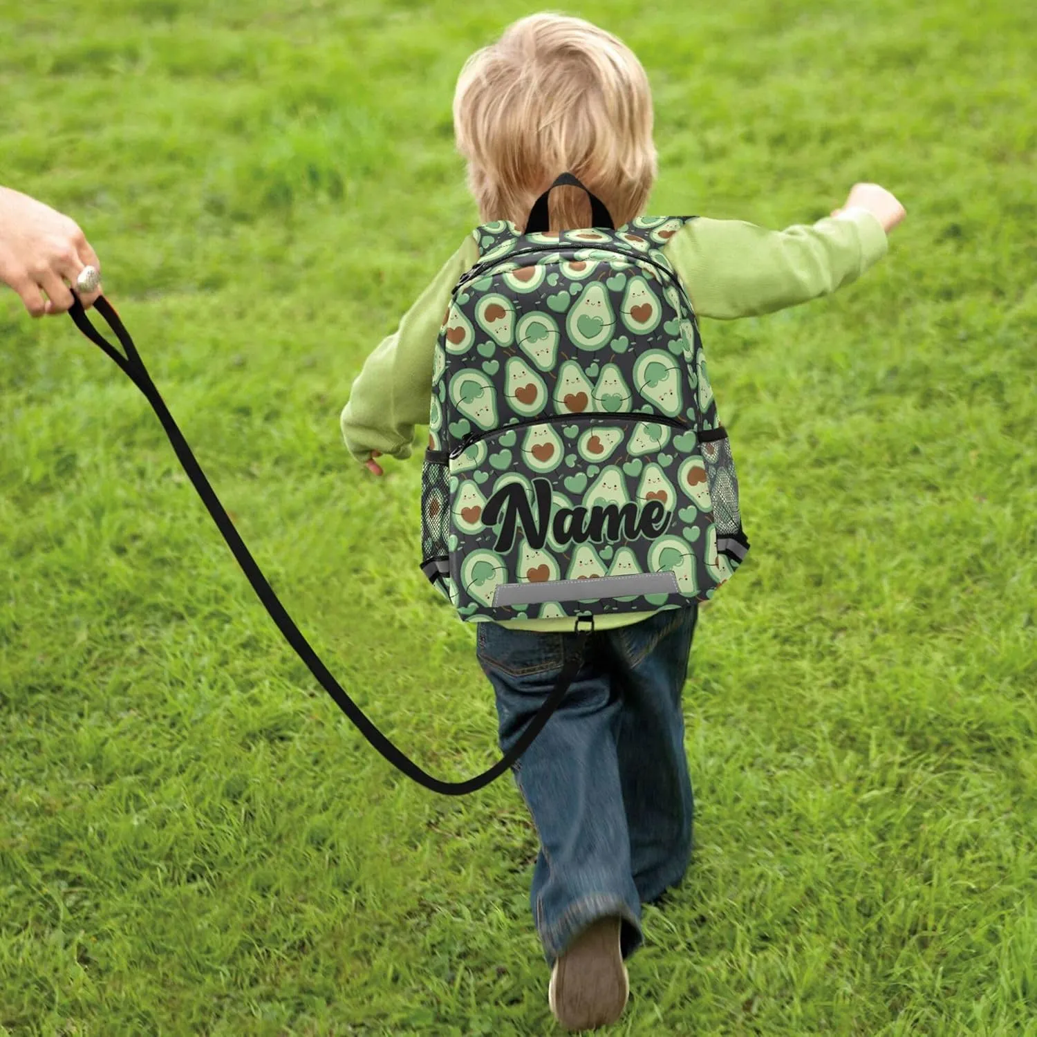 Fisyme Cute Avocado Custom Backpack Schoolbag Kids Daypack Toddler Travel School Bag Small Backpacks for Kindergarten Preschool Nursery Boys Girl