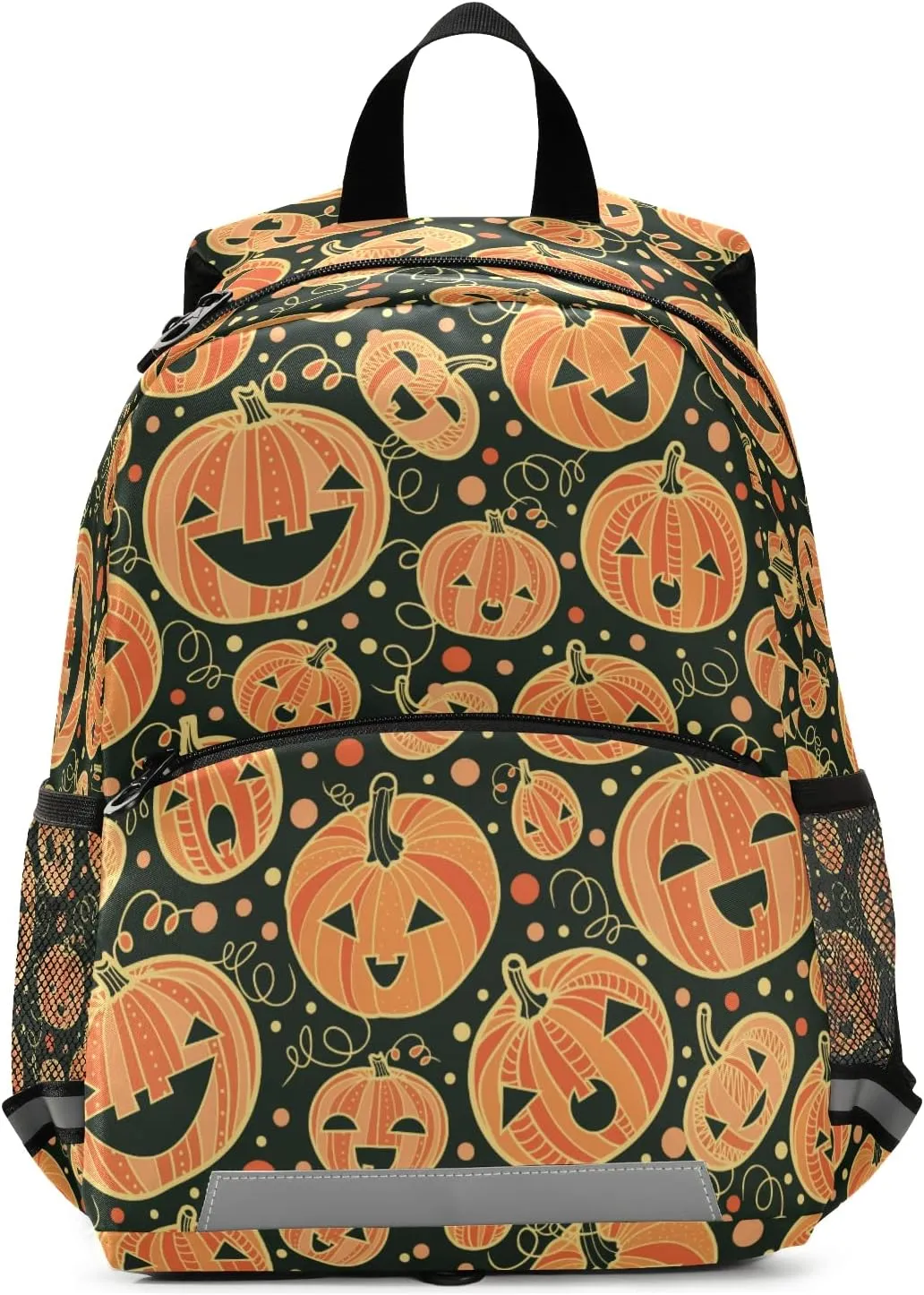 Fisyme Halloween Pumpkins Backpack Schoolbag Kids Daypack Toddler Travel School Bag Small Mini Backpacks for Kindergarten Preschool Nursery Children Boys Girls with Chest Strap