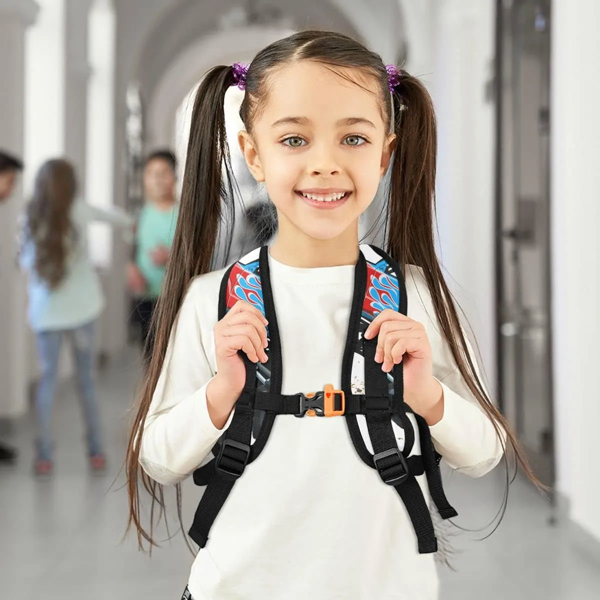 Fisyme Toddler Backpack Cartoon Monster Truck School Bag Kids Backpacks for Kindergarten Preschool Nursery Girl Boys, M