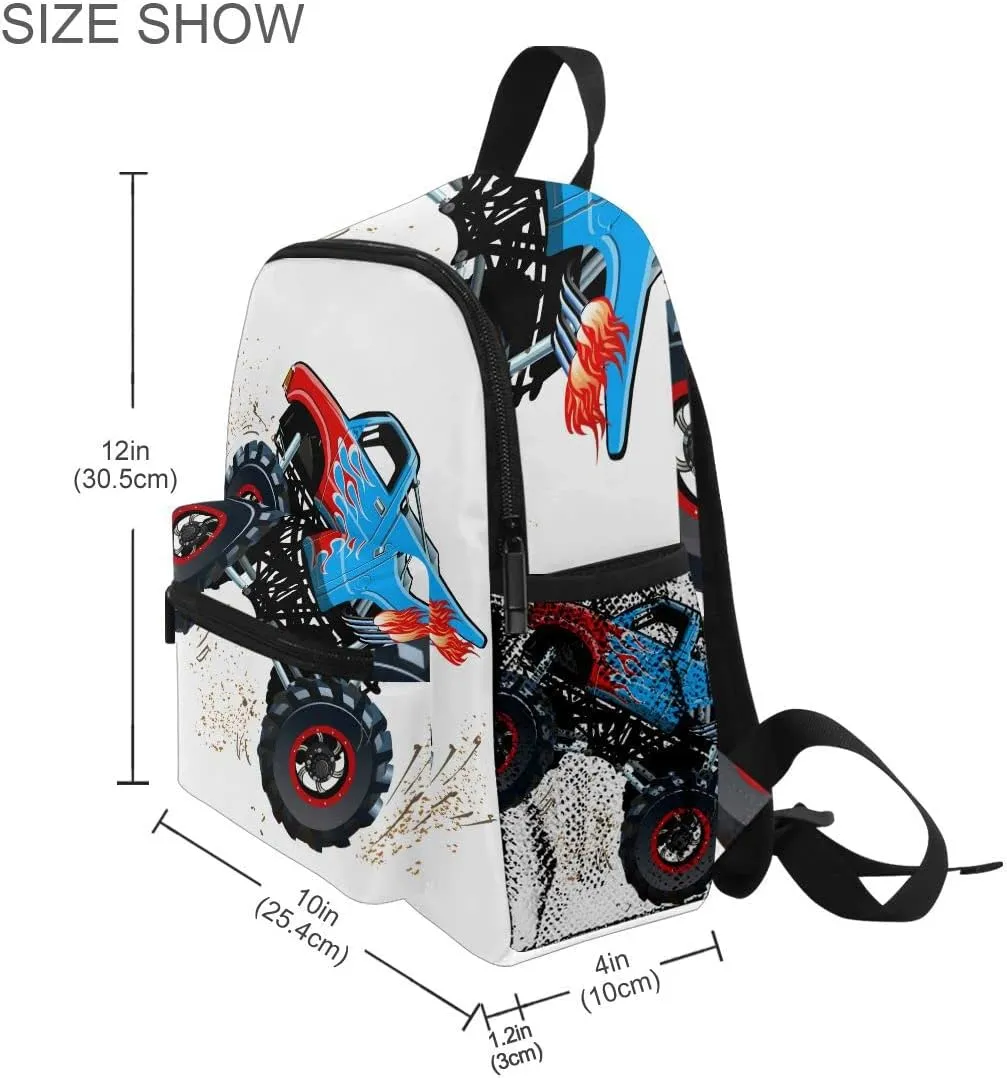 Fisyme Toddler Backpack Cartoon Monster Truck School Bag Kids Backpacks for Kindergarten Preschool Nursery Girl Boys, M