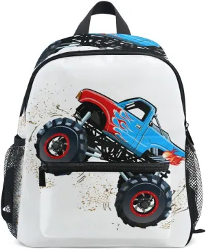 Fisyme Toddler Backpack Cartoon Monster Truck School Bag Kids Backpacks for Kindergarten Preschool Nursery Girl Boys, M